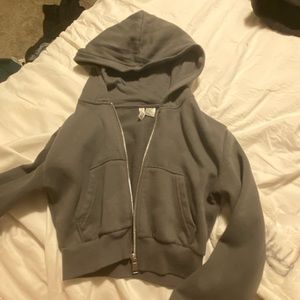 H & M grey cropped zip up. size xxs